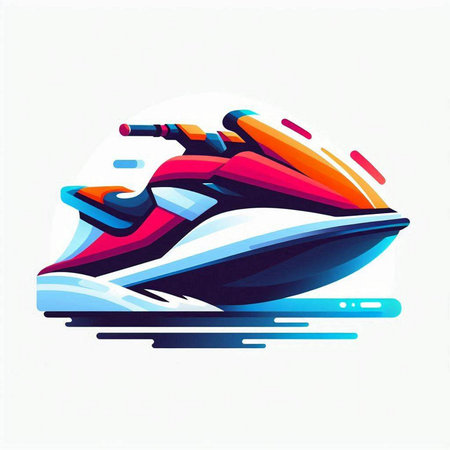 Jet ski vector illustration, isolated on white background. Water scooter icon.のイラスト素材