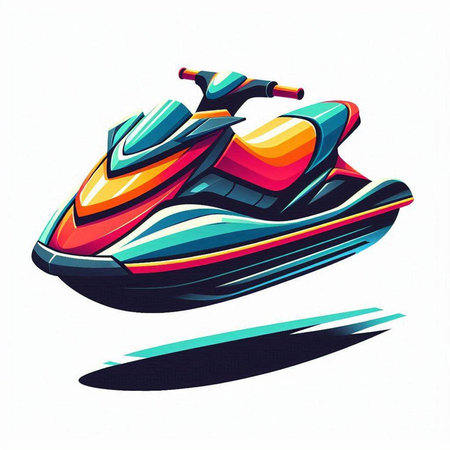 Jet ski. Colorful vector illustration. Isolated on white background.のイラスト素材