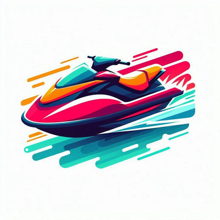 Jet Ski vector icon, water scooter logo, speed boat symbolのイラスト素材