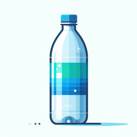 Plastic bottle with water. Vector illustration in flat design style.のイラスト素材