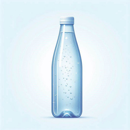Plastic bottle with water on blue background. Vector illustration. Eps 10.のイラスト素材