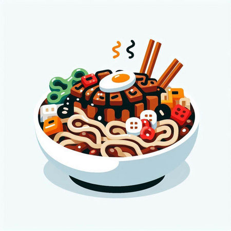 Bowl of noodle with japanese food, vector illustrationのイラスト素材