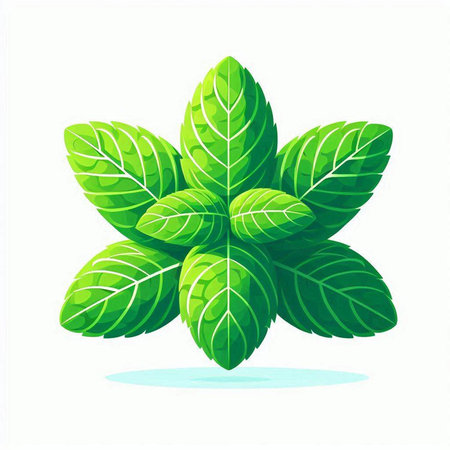 Fresh mint leaves isolated on white background. Vector illustration. Eps 10.のイラスト素材