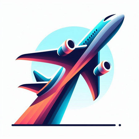Airplane on the background of the blue sky. Vector illustration.のイラスト素材