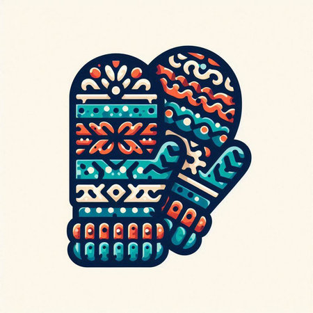 Hand drawn doodle Christmas mitten. Vector illustration. Design element.のイラスト素材