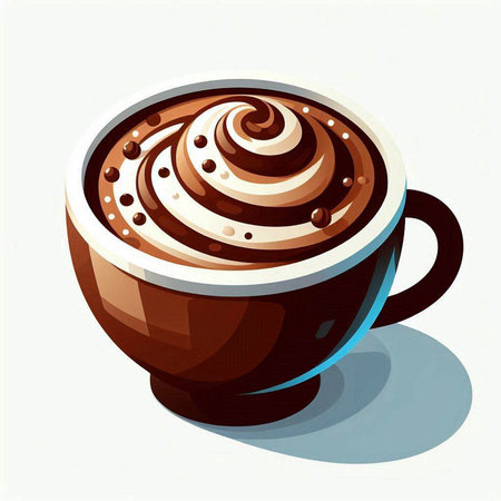 Illustration of a cup of cappuccino with whipped creamのイラスト素材