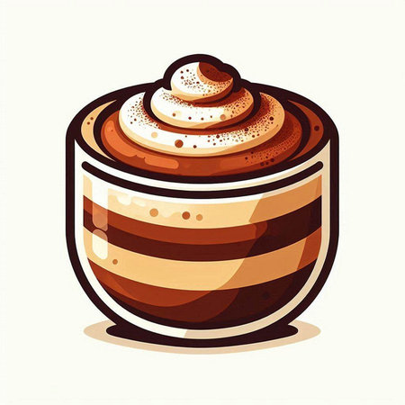 Coffee cup with whipped cream in cartoon style. Vector illustration.のイラスト素材
