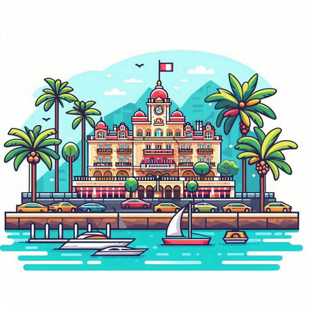 Colorful vector illustration of the famous Sri Lanka landmark on a white backgroundのイラスト素材
