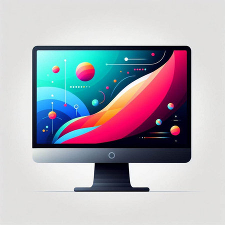 Computer monitor with colorful abstract background. Vector illustration. Eps 10.のイラスト素材