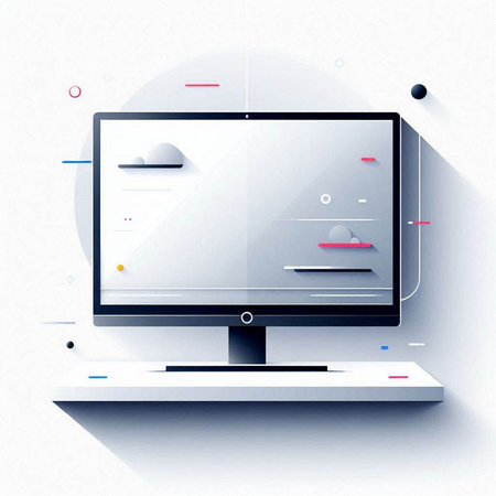 Computer monitor with abstract geometric background. Vector illustration. Eps 10.のイラスト素材
