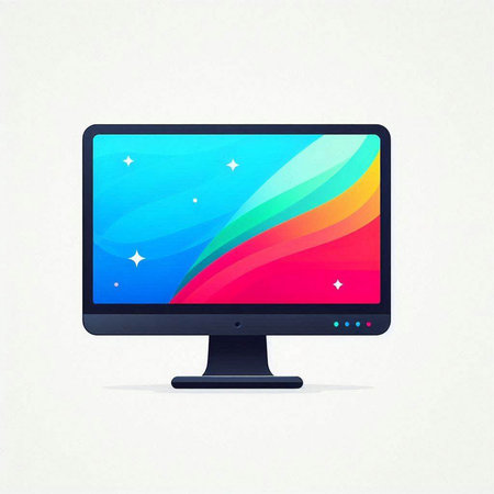 Computer monitor with colorful abstract background. Vector illustration. Eps 10.のイラスト素材
