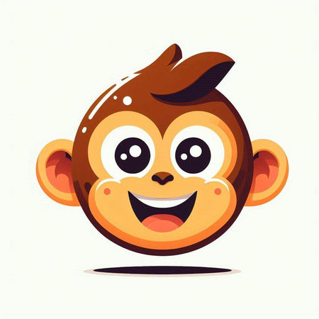 Smiling monkey face. Vector illustration isolated on a white background.のイラスト素材