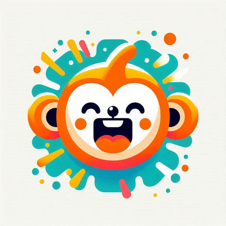 Cute cartoon smiling sun with colorful splashes. Vector illustration.のイラスト素材