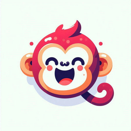 funny cartoon monkey face on a white background. Vector illustration.のイラスト素材