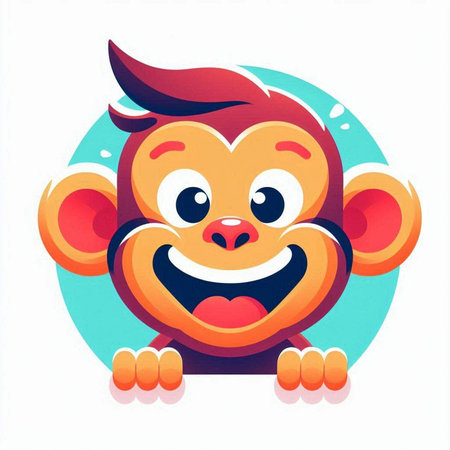 Cute cartoon monkey. Vector illustration isolated on a white background.のイラスト素材