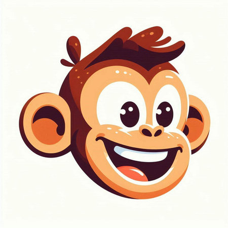 funny cartoon monkey on white background, vector illustration, epsのイラスト素材