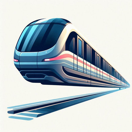 High speed train in motion. Vector illustration of high speed train.のイラスト素材