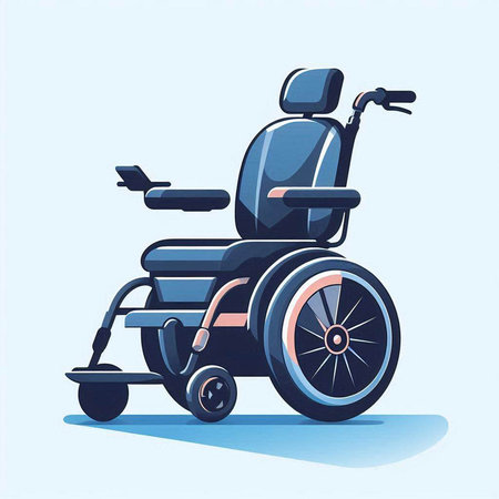 Wheelchair for disabled person. Vector illustration of a blue wheelchair.のイラスト素材