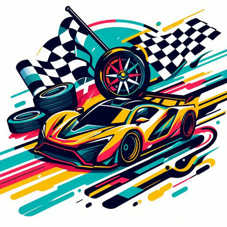 Racing car. Vector illustration of sport car on racing background.のイラスト素材