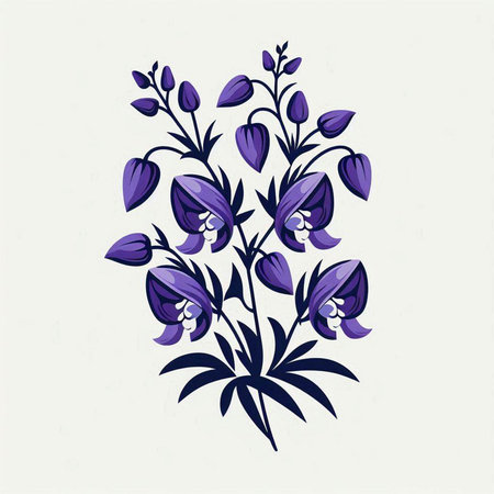 Vector illustration of a purple wildflowers. Hand-drawn.のイラスト素材