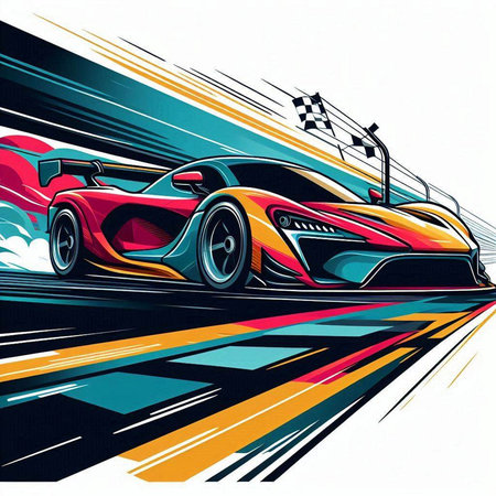 Sport car on the road, vector illustration. Sport car on the roadのイラスト素材
