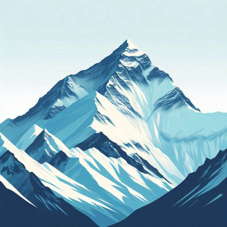 Mountain landscape with snow-capped peaks. Vector illustration.のイラスト素材
