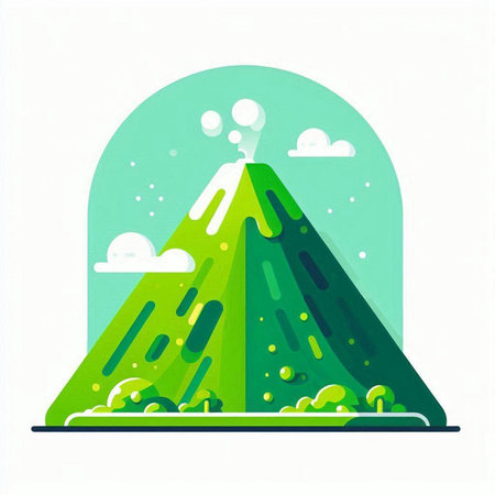 Mountain landscape in flat style. Vector illustration for web design or print.のイラスト素材