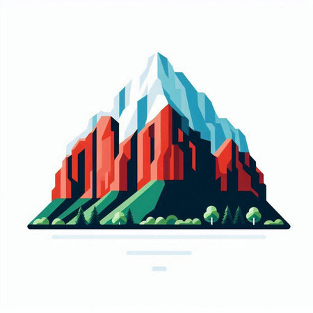 Mountains and forest on a white background. Vector illustration. Eps 10.のイラスト素材