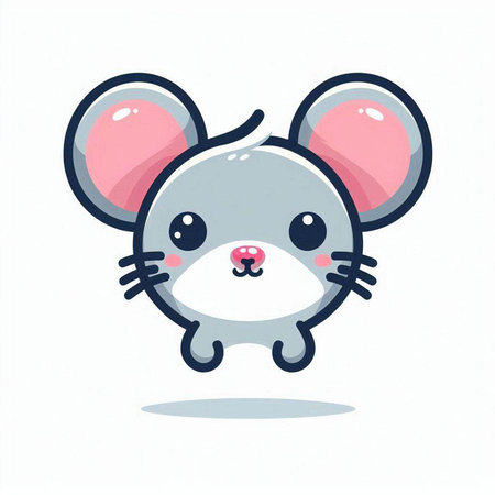 Cute cartoon mouse character. Vector illustration isolated on white background.のイラスト素材