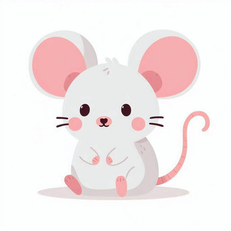 Cute cartoon mouse. Vector illustration isolated on a white background.のイラスト素材