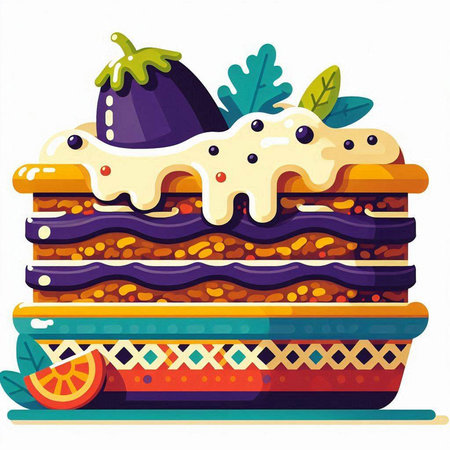 Vector illustration of a sandwich with eggplant, carrot, raisins and creamのイラスト素材