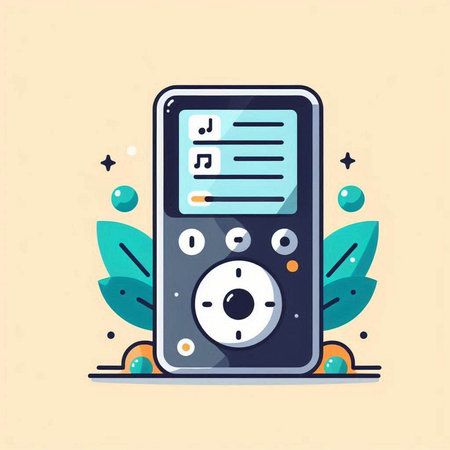 Vector illustration of mp3 player in flat style. Modern music player icon.のイラスト素材