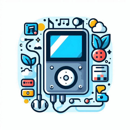Music player flat line icon. Modern vector illustration for web site design and mobile appsのイラスト素材
