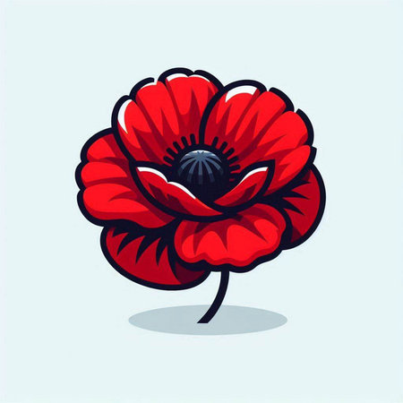 poppy flower vector illustration on a light background in a flat styleのイラスト素材