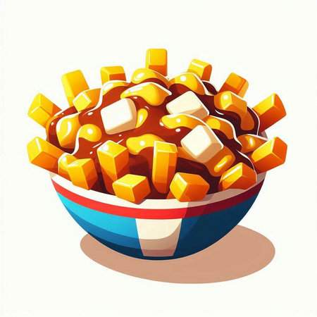 Illustration of a bowl of fries with caramel and sugar on a white backgroundのイラスト素材