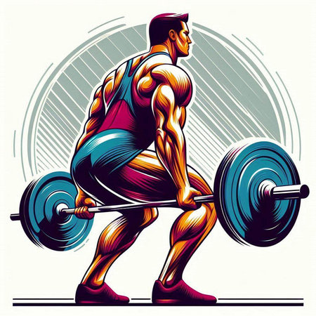 Athletic man lifting a barbell. Vector illustration.のイラスト素材