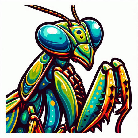 Vector illustration of a praying mantis isolated on a white background.のイラスト素材