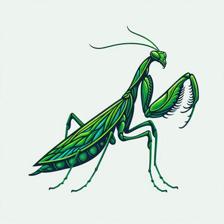 Praying mantis. Hand drawn vector illustration of praying mantis.のイラスト素材