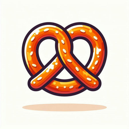 Pretzel vector icon. Cute cartoon pretzel illustration.のイラスト素材