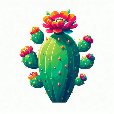 Cactus isolated on white background. Vector illustration in flat style.のイラスト素材