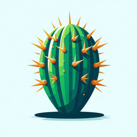 Cactus with sharp spikes on a blue background. Vector illustration.のイラスト素材