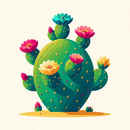 Cactus with flowers. Vector illustration of a cactus with flowers.のイラスト素材