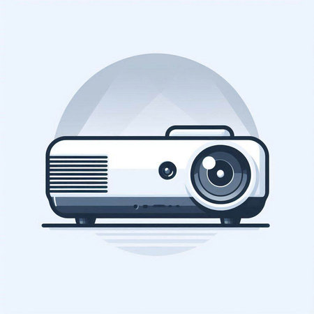 Projector. Vector illustration in flat style. Projector icon.のイラスト素材
