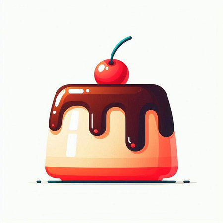 Cake with cherry isolated on a white background. Vector illustration.のイラスト素材