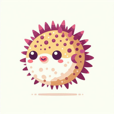 Cute hedgehog isolated on white background. Vector illustration in cartoon style.のイラスト素材