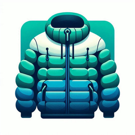 Vector illustration of a blue winter jacket isolated on a white background.のイラスト素材