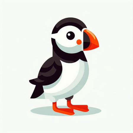 Puffin isolated on white background. Vector illustration in cartoon style.のイラスト素材