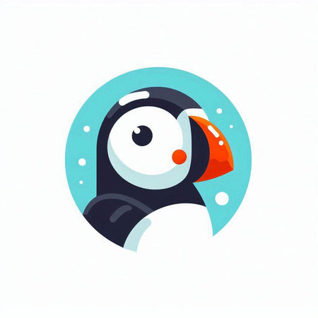Cute penguin in circle on white background. Vector illustration.のイラスト素材