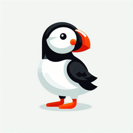 Puffin vector illustration. Cute cartoon penguin character.のイラスト素材
