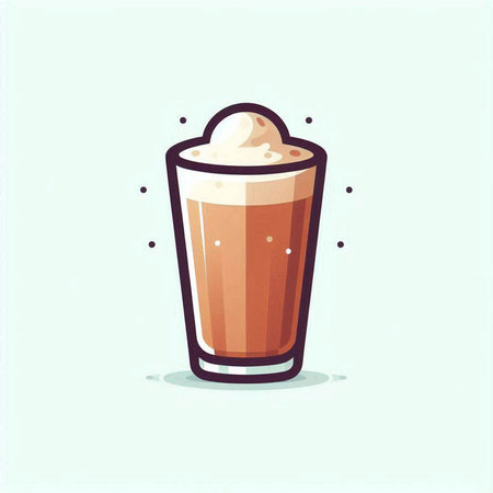 Coffee cup with whipped cream. Vector illustration in cartoon style.のイラスト素材